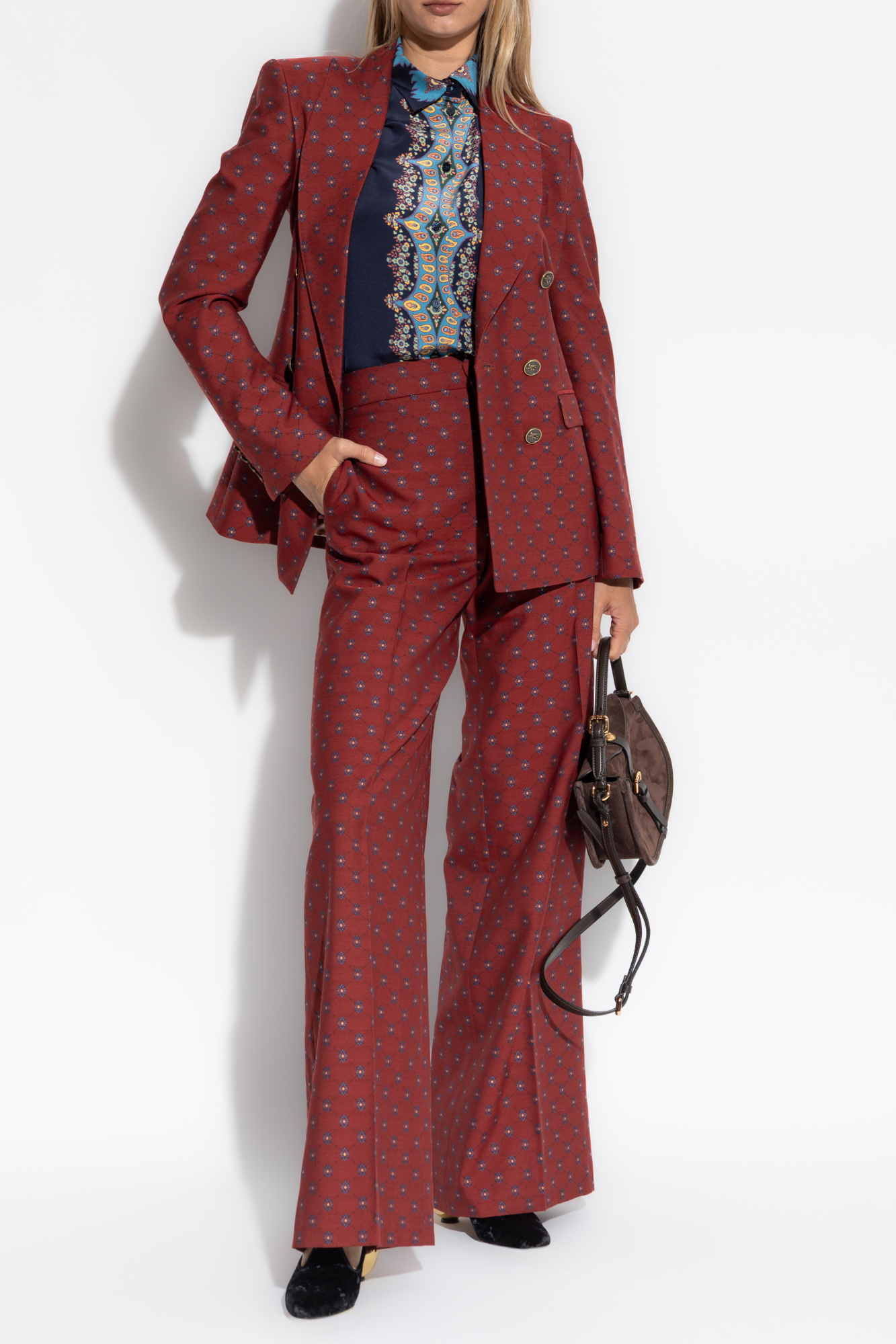 ジャケット ETRO Double-breasted blazer Bordeaux WRAA005499TU2G9 Red Patterned double-breasted blazer Etro - Vitkac Italy